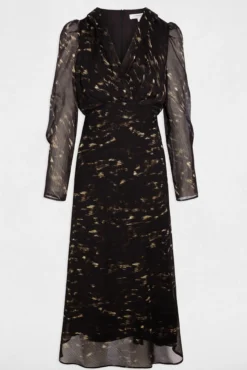 Vestido longo com mangas bufantes