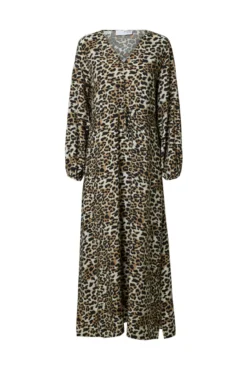 Vestido longo de leopardo confeccionado com Lenzing ECOVERO.