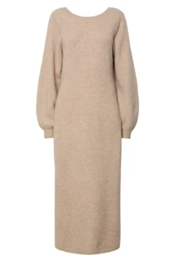Vestido longo de malha com decote