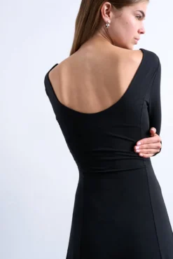 Vestido manga comprida comprida com modal