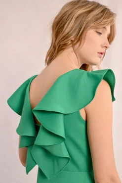 Vestido manga curta com babados