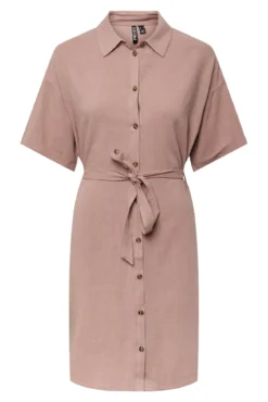Vestido midi camiseiro com linho