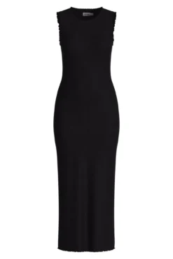 Vestido midi cintado sem mangas