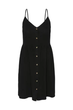 Vestido midi de alças com linho