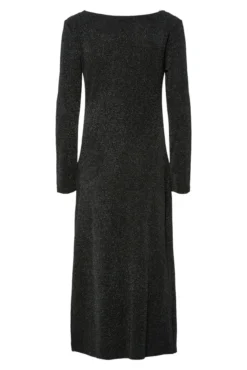 Vestido midi de lurex com quadris franzidos