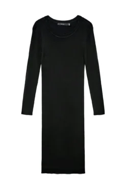 Vestido midi de malha manga