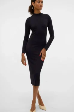 Vestido midi de manga comprida