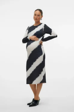 Vestido midi de manga comprida maternity