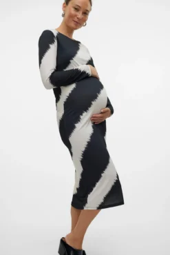 Vestido midi de manga comprida maternity