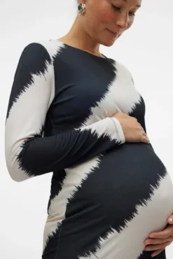Vestido midi de manga comprida maternity