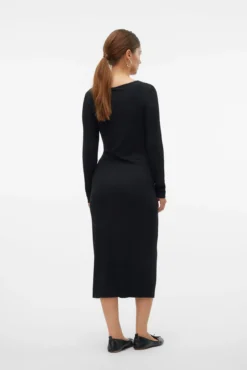 Vestido midi de manga comprida para maternity e amamentação