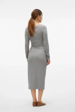 Vestido midi de manga comprida para maternity e amamentação