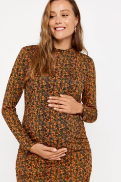 Vestido midi de manga comprida maternity