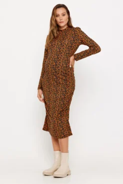 Vestido midi de manga comprida maternity
