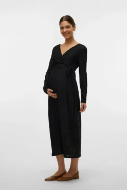 Vestido midi de renda para amamentação e maternity