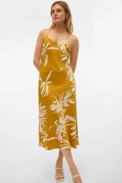 Vestido midi efeito acetinado