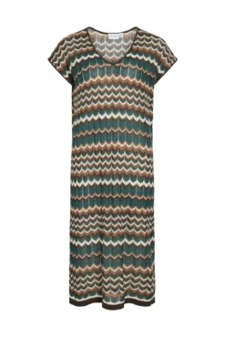 Vestido midi em malha pointelle com viscose