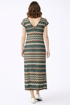 Vestido midi em malha pointelle com viscose