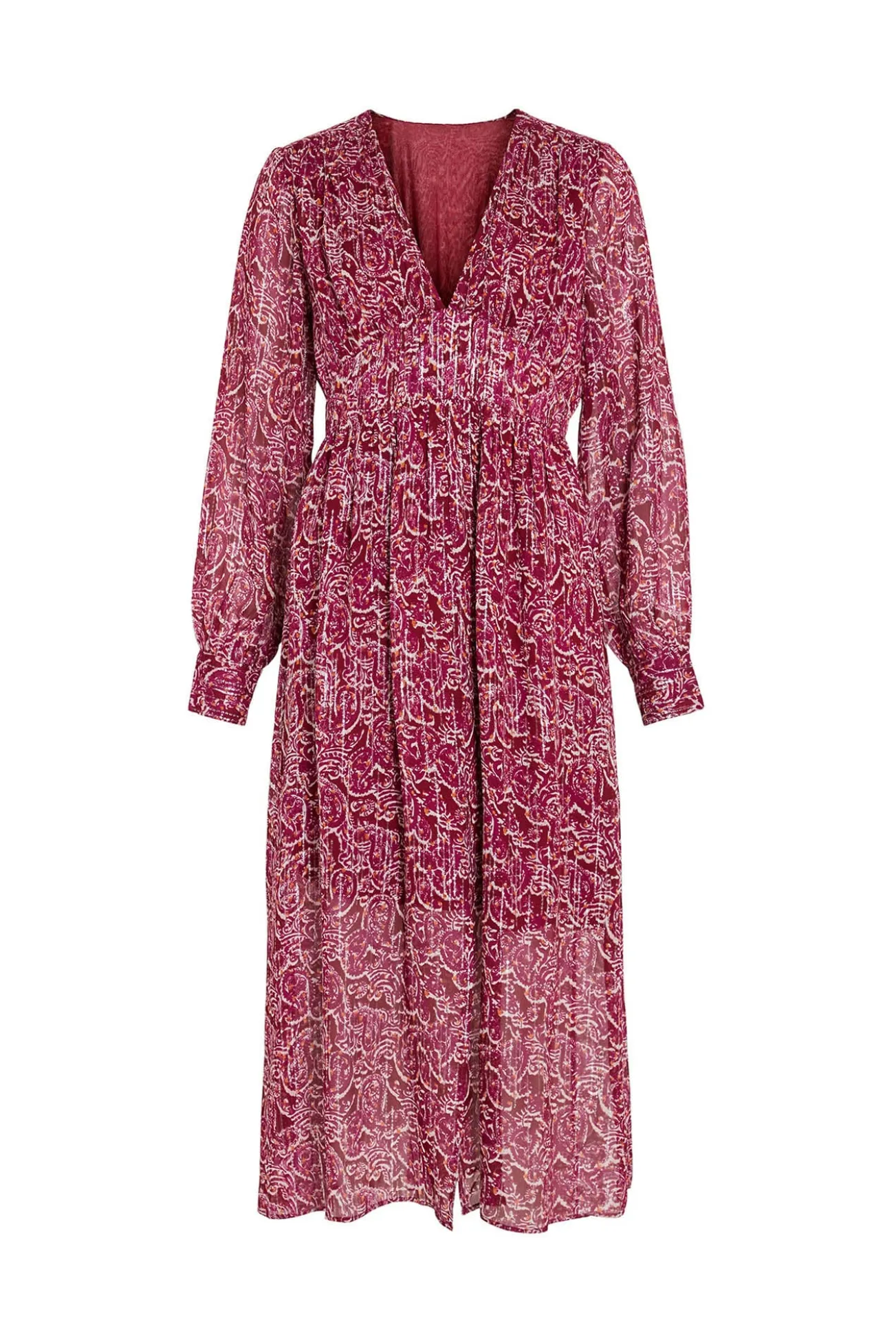 Vestido midi estampado com lurex