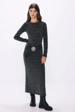 Vestido midi lurex