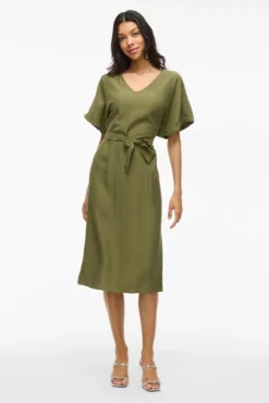 Vestido midi manga 2/4 com viscose