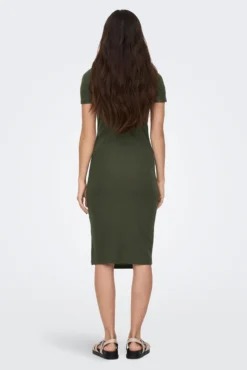Vestido midi manga curta maternity