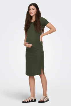Vestido midi manga curta maternity