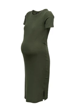 Vestido midi manga curta maternity