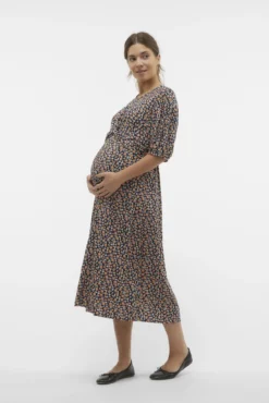Vestido midi manga 2/4 maternity
