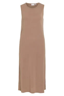 Vestido midi mangas com Tencel