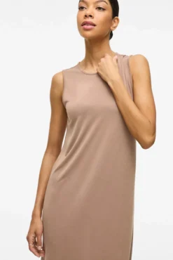 Vestido midi mangas com Tencel