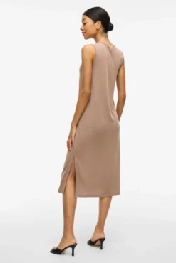 Vestido midi mangas com Tencel