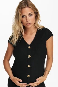 Vestido midi maternity com botões