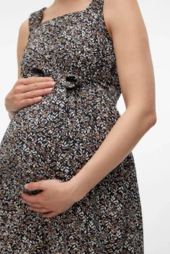 Vestido midi maternity de alças