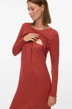 Vestido midi para maternity e amamentação