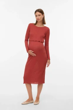 Vestido midi para maternity e amamentação