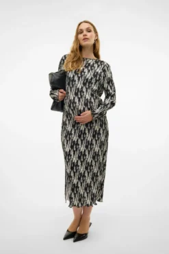 Vestido midi plissado para maternity