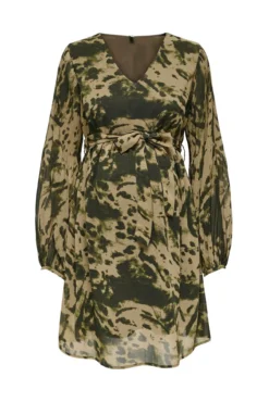 Vestido midi pré-mamã estampado manga comprida