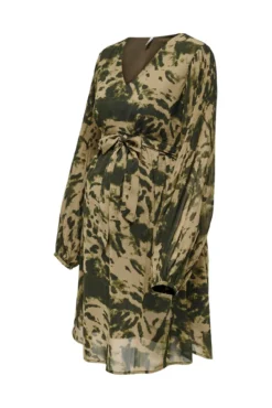 Vestido midi pré-mamã estampado manga comprida