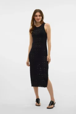 Vestido midi rendilhado