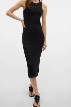 Vestido midi rendilhado