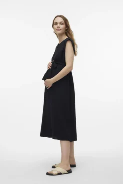 Vestido midi sem mangas maternity e amamentação