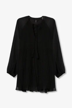 Vestido Plissado com Cordão