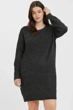 Vestido plus size em malha manga comprida