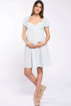 Vestido pré-mamã aos quadros vichy