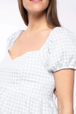 Vestido pré-mamã aos quadros vichy